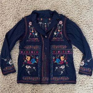 Biya Johnny Was floral embroidered cardigan sweater